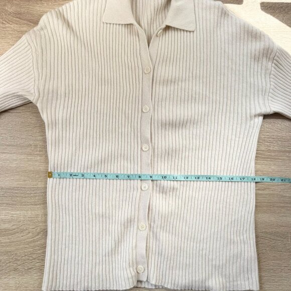Reformation Fantino Cashmere Collared Cardigan Button Down Gossamer Cream Small - Picture 6 of 17